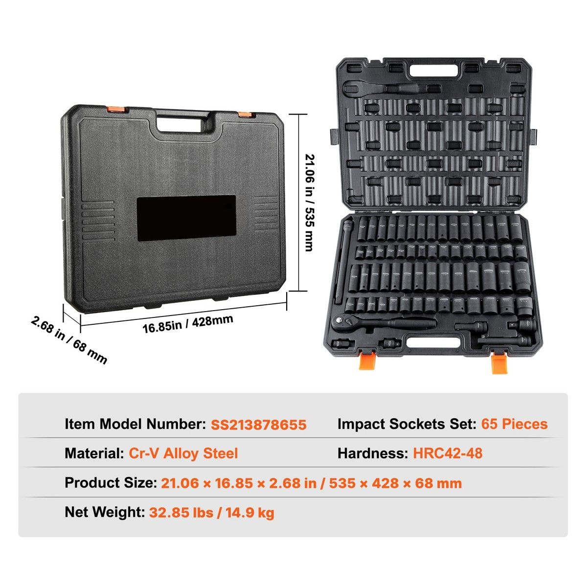 TorqueMaster 12 Drive Impact Socket Set  HeavyDuty 6Point CrV Steel For Auto Repair 6
