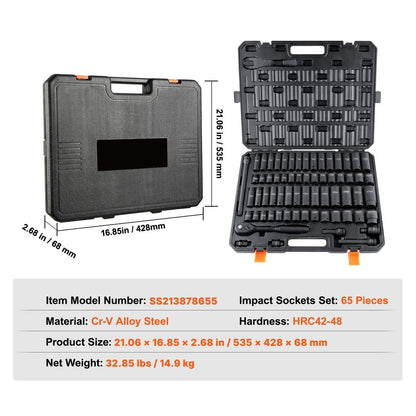 TorqueMaster 12 Drive Impact Socket Set  HeavyDuty 6Point CrV Steel For Auto Repair 6