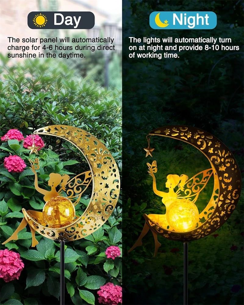 LunaGlow Solar Fairy Garden Statue  Outdoor Lighted Moon Figurine For Yard Path Or Patio 4