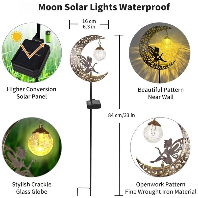 LunaGlow Solar Fairy Garden Statue  Outdoor Lighted Moon Figurine For Yard Path Or Patio 3