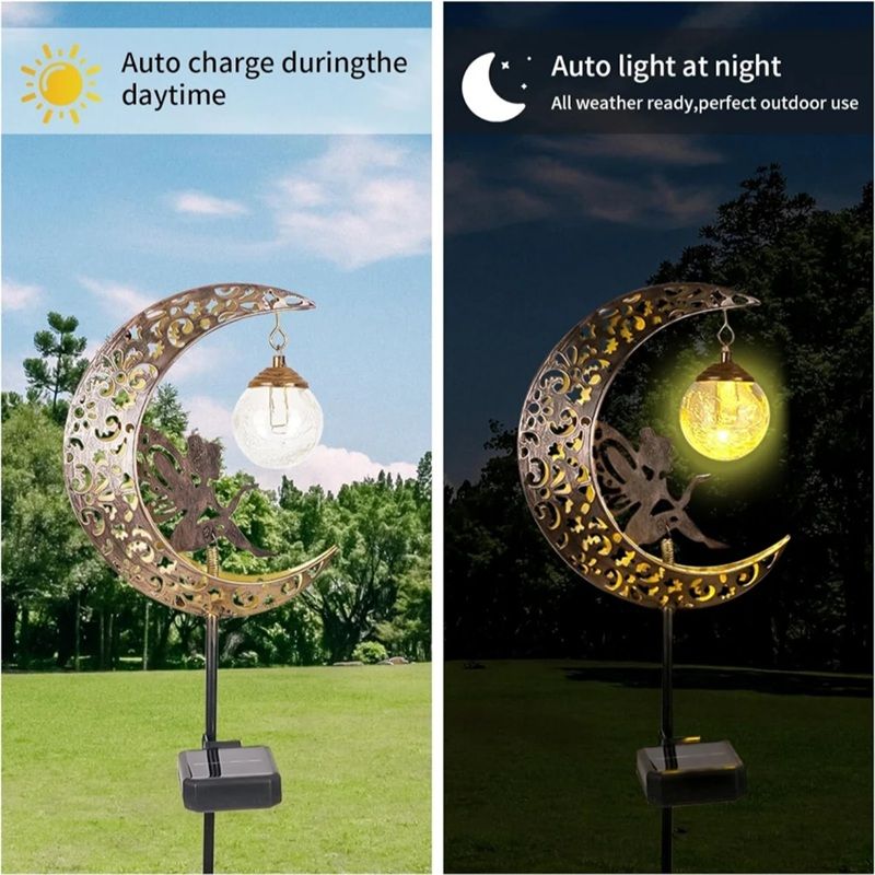 LunaGlow Solar Fairy Garden Statue  Outdoor Lighted Moon Figurine For Yard Path Or Patio 2