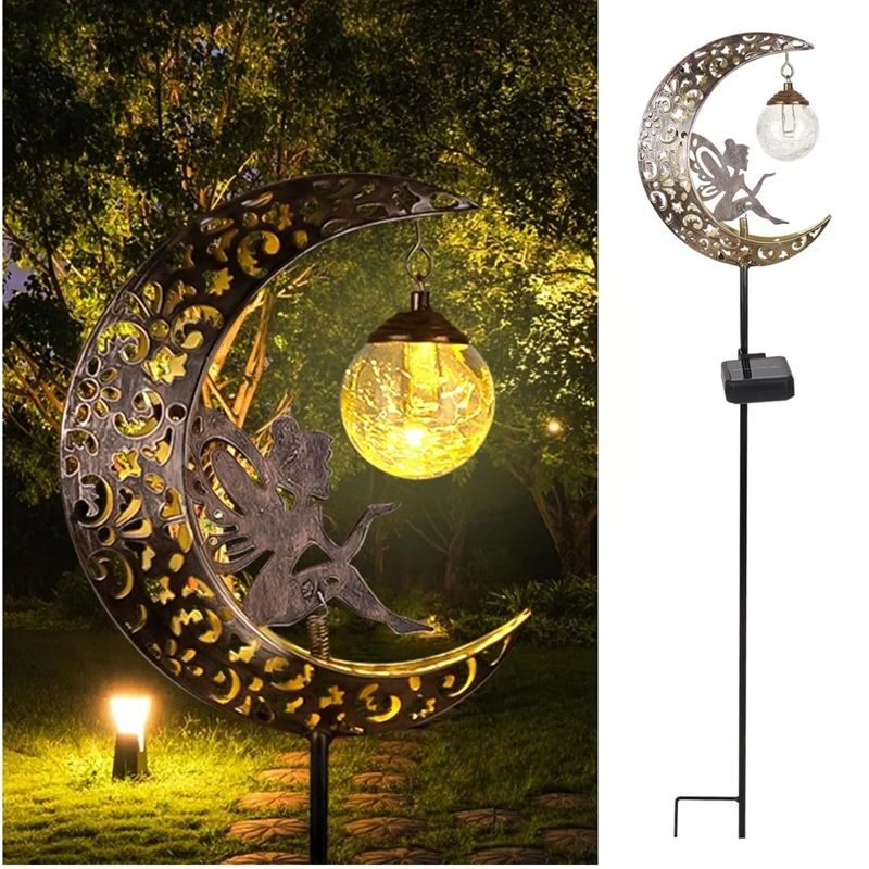 LunaGlow Solar Fairy Garden Statue  Outdoor Lighted Moon Figurine For Yard Path Or Patio 1