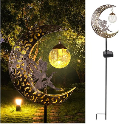 LunaGlow Solar Fairy Garden Statue  Outdoor Lighted Moon Figurine For Yard Path Or Patio 1