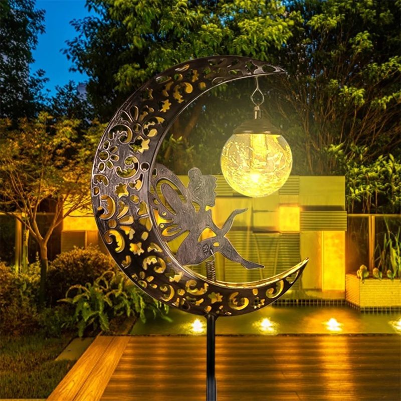 LunaGlow Solar Fairy Garden Statue  Outdoor Lighted Moon Figurine For Yard Path Or Patio 5