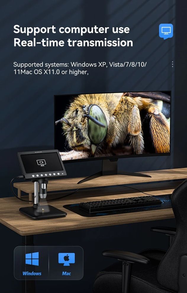 ProView 1200X Digital Microscope  7in IPS Screen USB Microscope For Soldering Electronics  Phone Re 5