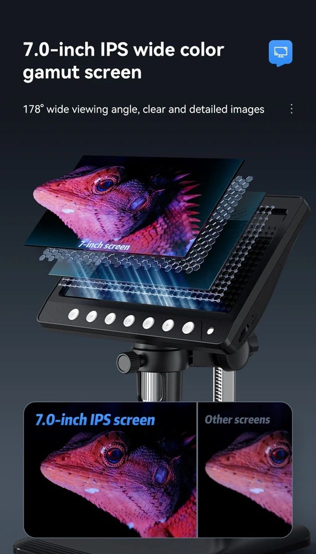 ProView 1200X Digital Microscope  7in IPS Screen USB Microscope For Soldering Electronics  Phone Re 1