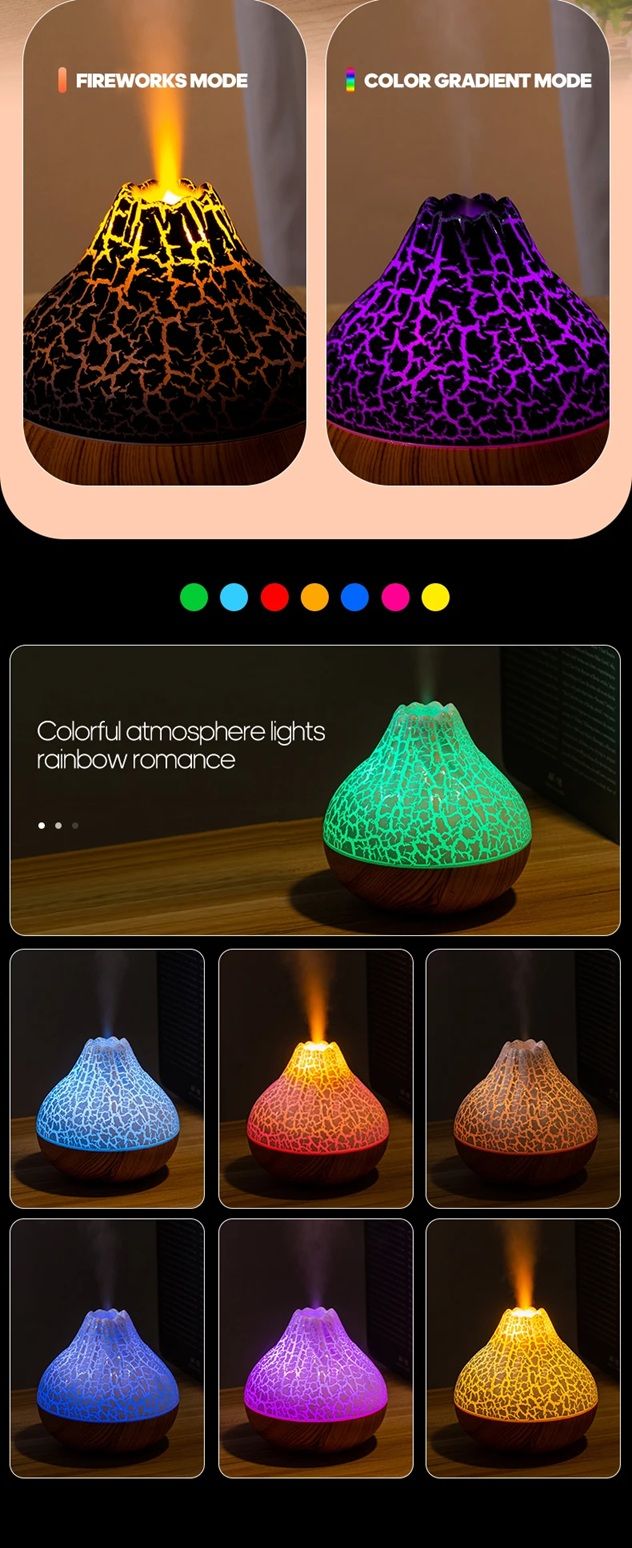 Volcano Mist USB Humidifier With Night Light  Portable Air Moisturizer For Home Office  Travel 4