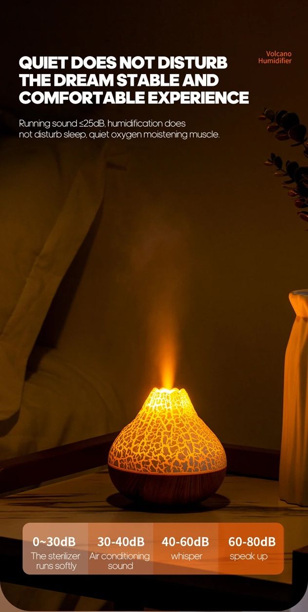 Volcano Mist USB Humidifier With Night Light  Portable Air Moisturizer For Home Office  Travel 3