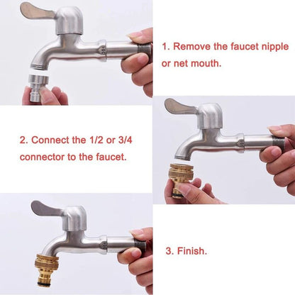 Brass Garden Hose Connector  Quick Connect Adapter For 12in  34in Taps 4