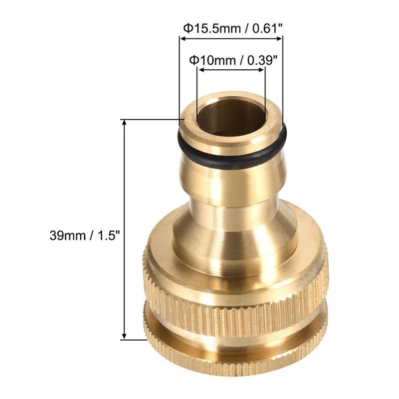 Brass Garden Hose Connector  Quick Connect Adapter For 12in  34in Taps 1