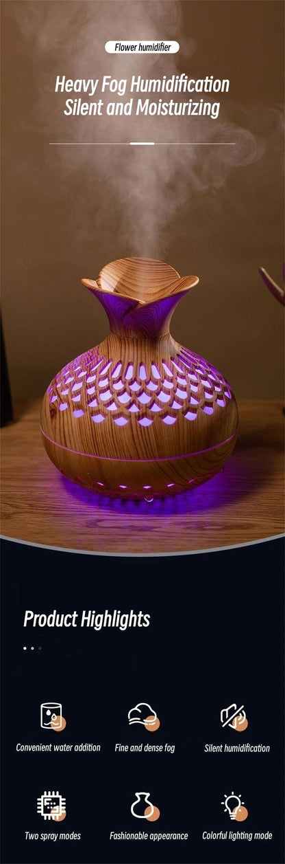 Wood Grain USB Humidifier  300ml Aromatherapy Diffuser For Home Or Office 4