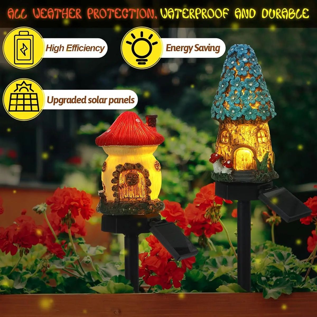 Solar Mushroom Garden Light  Waterproof Resin LED Decor For Outdoor Lawn  Pathways 1