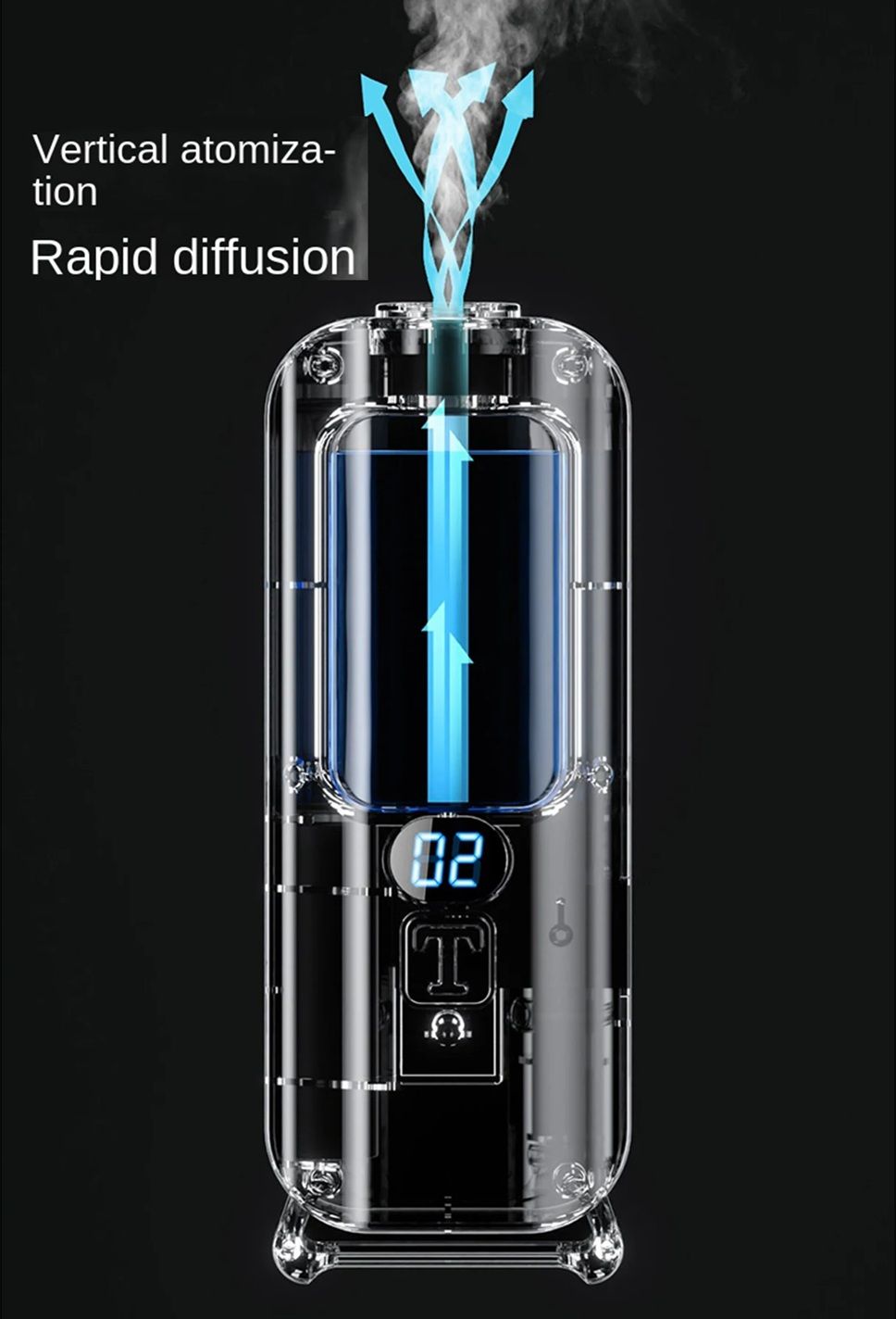 Smart Aromatherapy Diffuser  Humidifier  Digital Display With Color Lights For Home Or Office 3