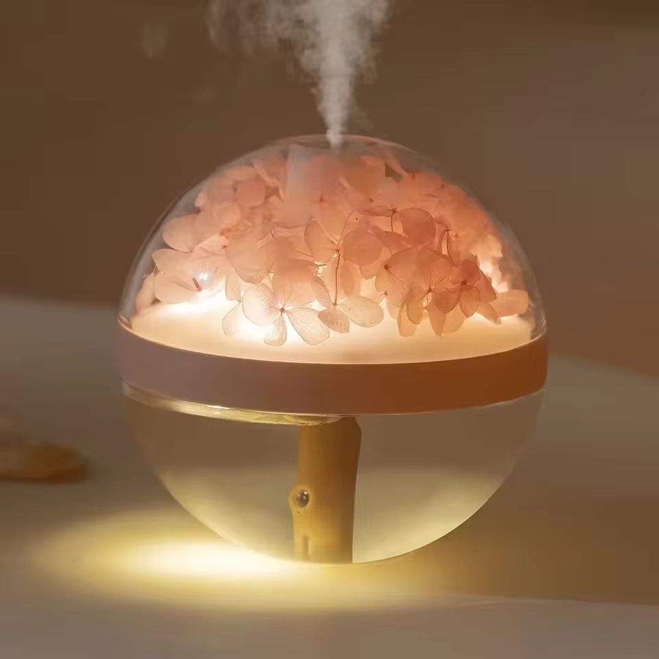 USB Rechargeable Flower Humidifier – 270ml Mini Air Mist Maker with LED Mood Light