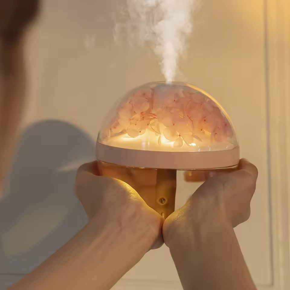 USB Rechargeable Flower Humidifier  270ml Mini Air Mist Maker With LED Mood Light 1