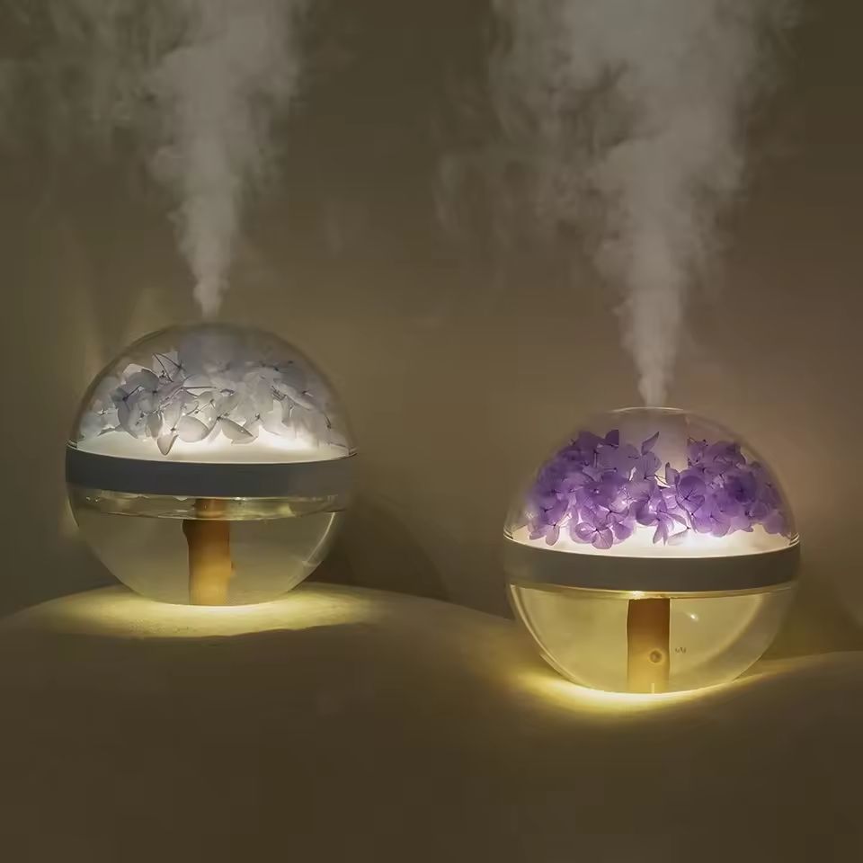 USB Rechargeable Flower Humidifier  270ml Mini Air Mist Maker With LED Mood Light 2