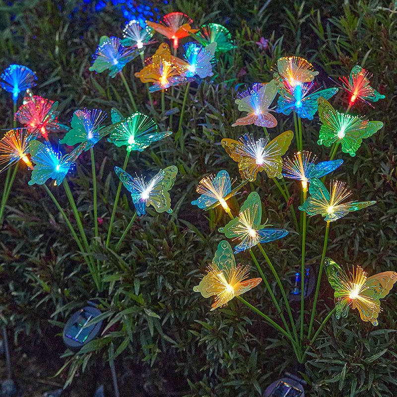 Solar Butterfly Garden Light  LED Fiber Optic Outdoor Decoration With 6Head Glow 3