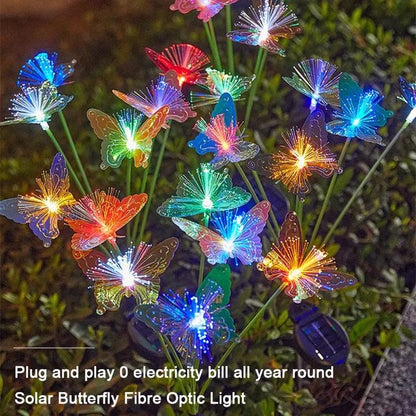 Solar Butterfly Garden Light  LED Fiber Optic Outdoor Decoration With 6Head Glow 1
