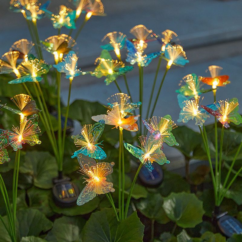 Solar Butterfly Garden Light  LED Fiber Optic Outdoor Decoration With 6Head Glow 4