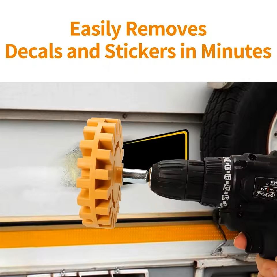 Adhesive Remover Rubber Wheel With Drill Adapter For Decals And Paint Repair 2
