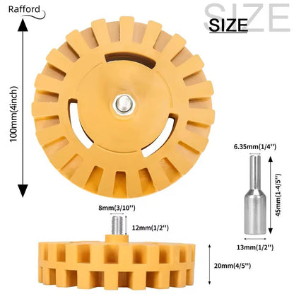 Adhesive Remover Rubber Wheel With Drill Adapter For Decals And Paint Repair 3