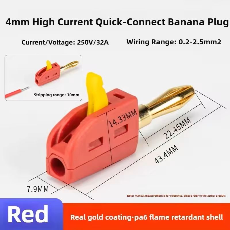 10Pack High Current GoldPlated Banana Plug Connectors For Quick 32A Electrical Testing 3