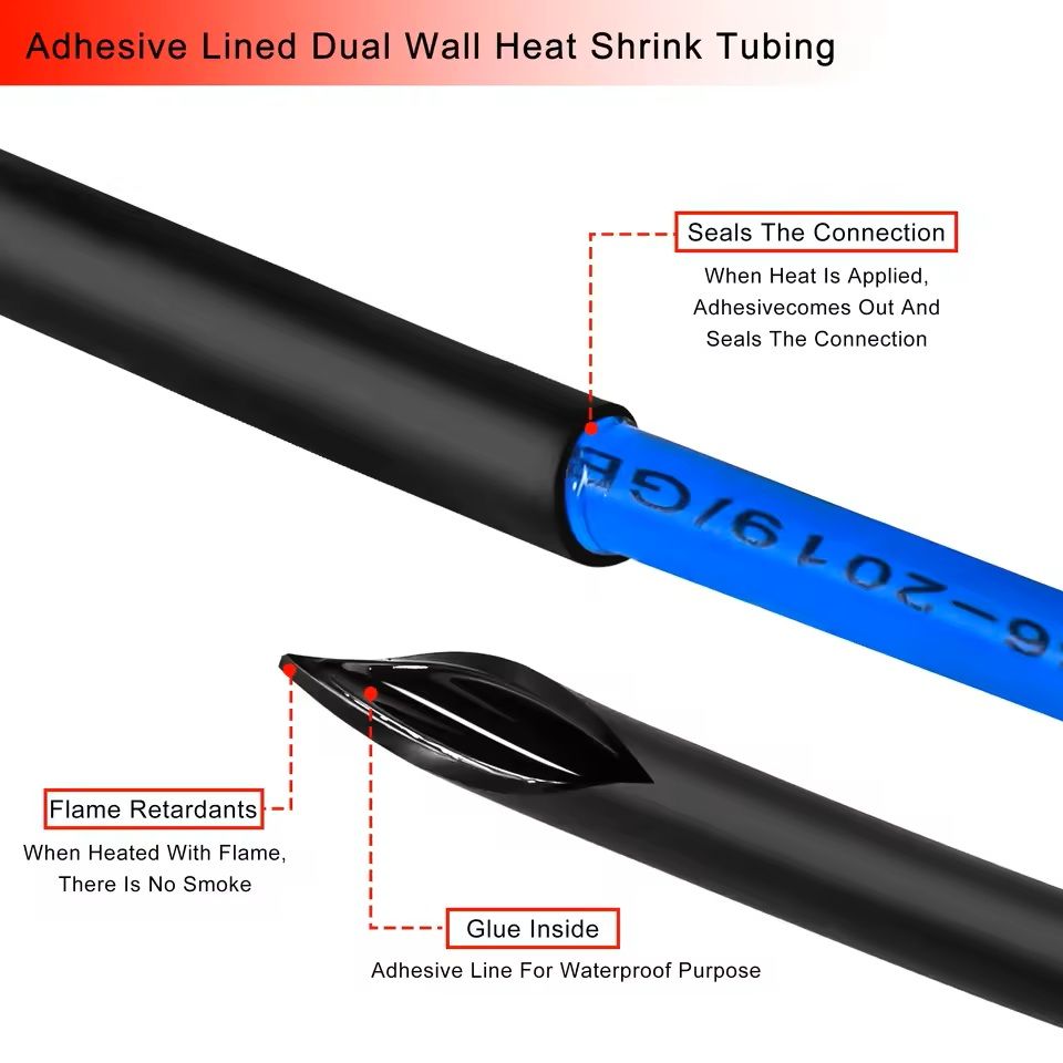 5 Meter Dual Wall Heat Shrink Tubing With Adhesive 4 To 1 Ratio In Multiple Sizes 2