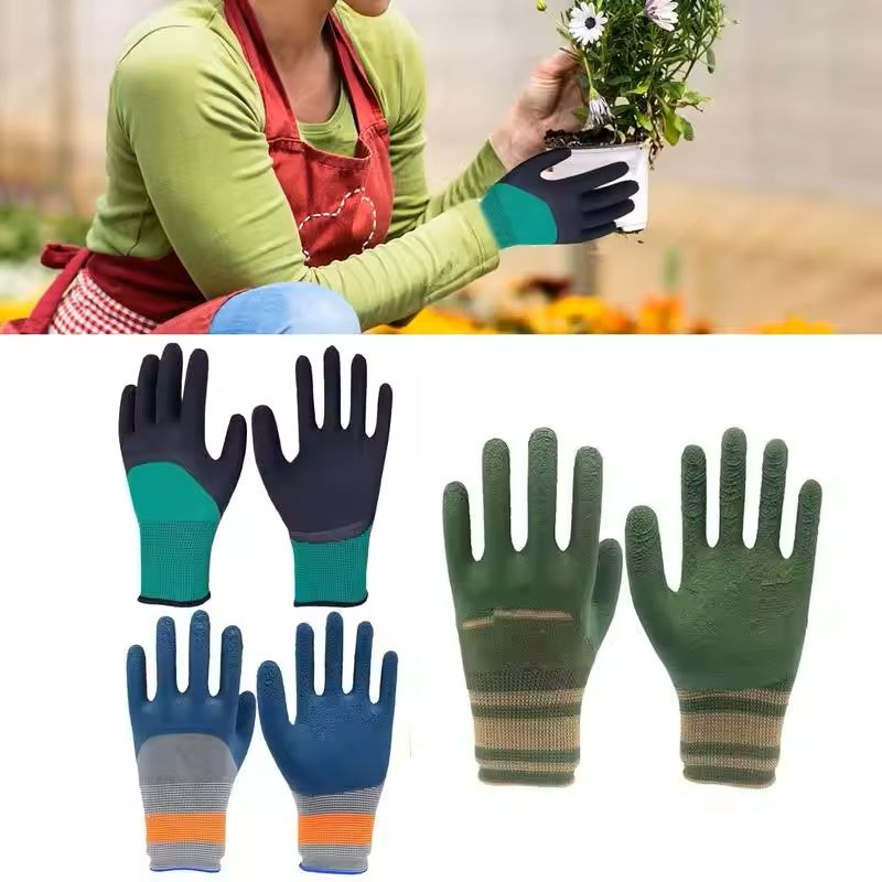 Waterproof Latex Gardening Gloves with Non Slip Grip for Planting and Outdoor Work