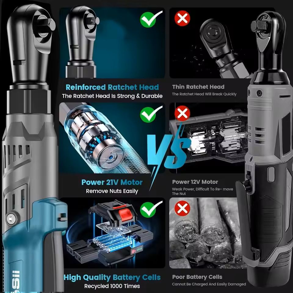 Cordless Power Ratchet Wrench Kit With Two Batteries And Variable Speed For Automotive And DIY Use 5