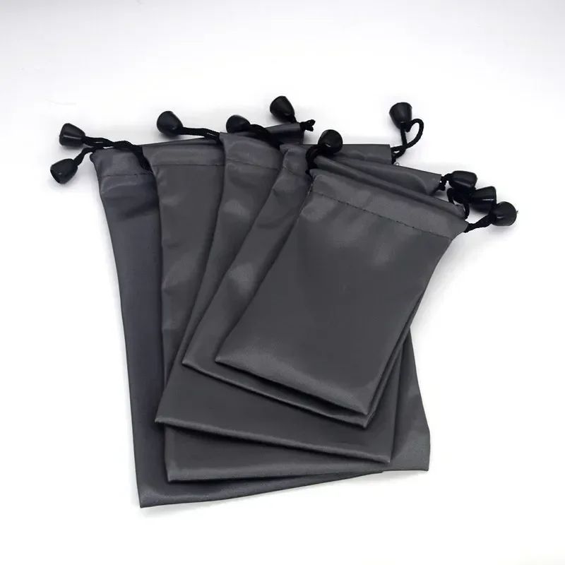 Waterproof Dustproof Oxford Drawstring Bag, Black Polyester Pouch Organizer for Headset, Data Cable & Sporting Goods