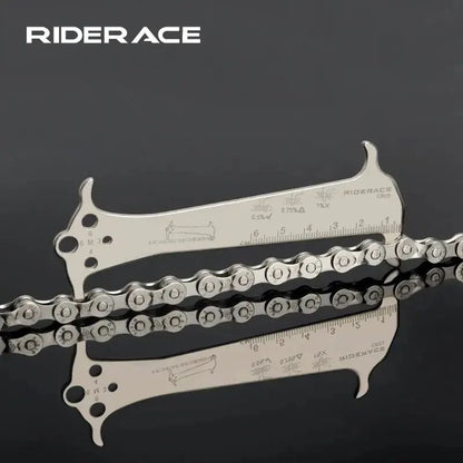 Stainless Steel Bicycle Chain Wear Indicator Ruler Tool, Chain Gauge Measurement Checker for Mountain & Road Bike Repair