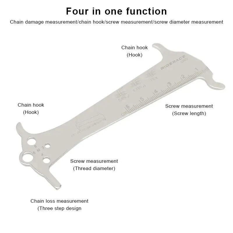 Stainless Steel Bicycle Chain Wear Indicator Ruler Tool Chain Gauge Measurement Checker For Mountai 2