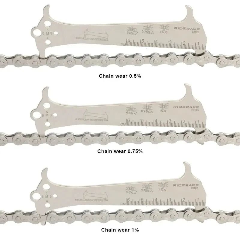 Stainless Steel Bicycle Chain Wear Indicator Ruler Tool Chain Gauge Measurement Checker For Mountai 5