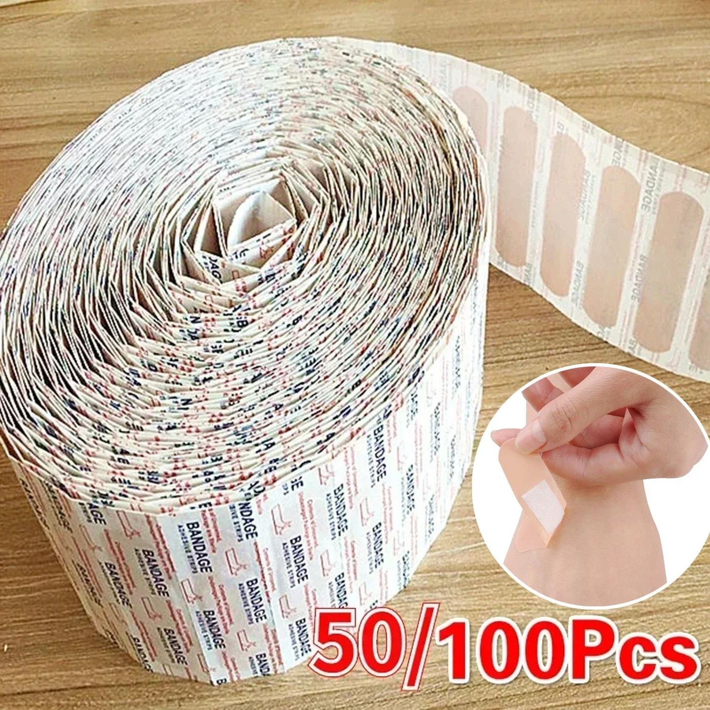 Waterproof Adhesive Band Aids for First Aid, Breathable Cushion Plaster with Medical Gauze for Wound Protection