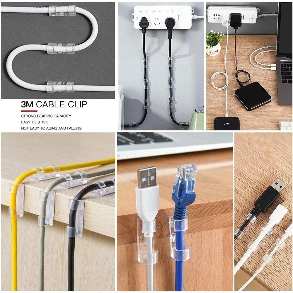 Cable Organizer Clips, ABS Cable Management Desktop Wire Manager Cord Holder for USB Charging & Data Line Tidying