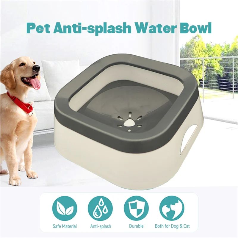 Anti Splash Water Bowl for Dogs, Large Capacity Dog Waterer & Drinking Bowl for Puppies, Cats & Pets, Spill-Proof