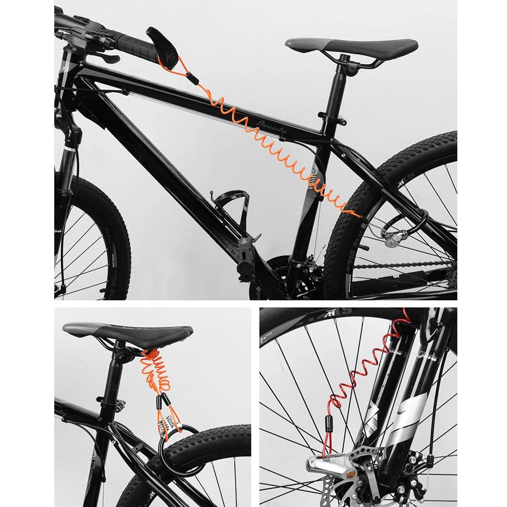 Motorcycle Disc Lock Reminder Cable AntiTheft Bike Spring Rope Alarm Security Cord For Bicycle Scoo 4