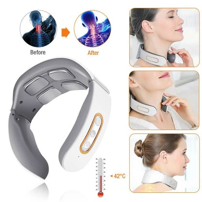 Electric Neck  Shoulder Massager 4Head Kneading With TENS Magnetic Pulse Heating For Cervical Pain  1