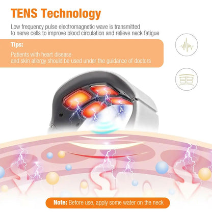Electric Neck  Shoulder Massager 4Head Kneading With TENS Magnetic Pulse Heating For Cervical Pain  3