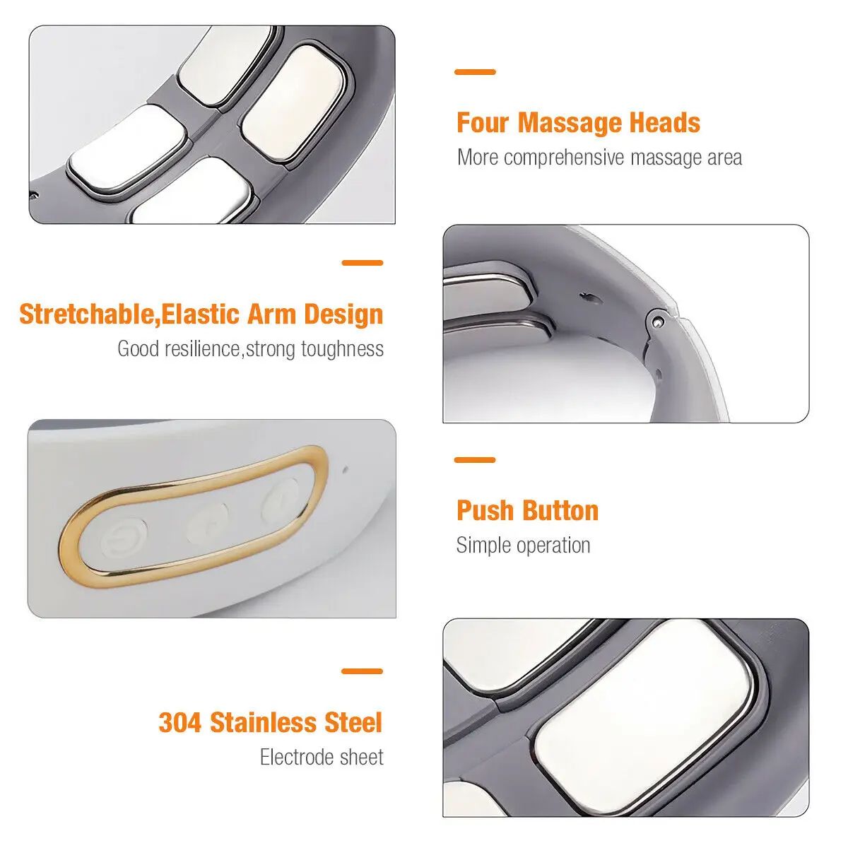 Electric Neck  Shoulder Massager 4Head Kneading With TENS Magnetic Pulse Heating For Cervical Pain  4