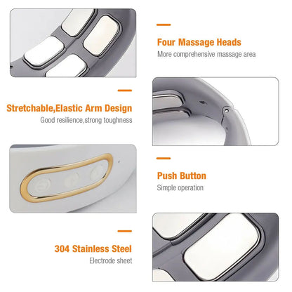 Electric Neck  Shoulder Massager 4Head Kneading With TENS Magnetic Pulse Heating For Cervical Pain  4