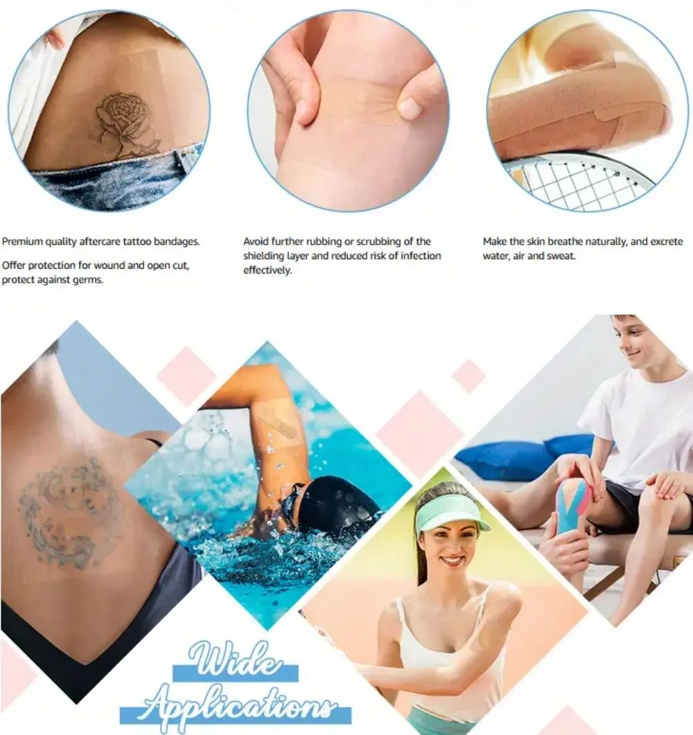 PU Waterproof Bandages  Disposable Transparent Stretchable Adhesive Bandages  Protect Tattoos  Show 5