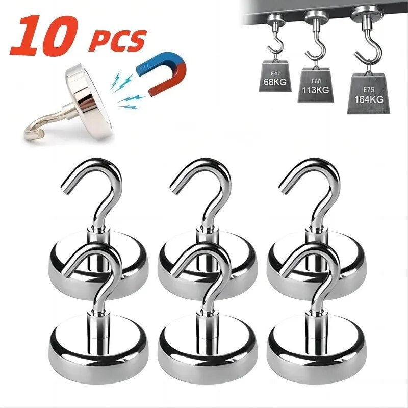 HeavyDuty Magnetic Hooks 10PCS MultiUse Hangers For Keys Towels  Home Organization 2