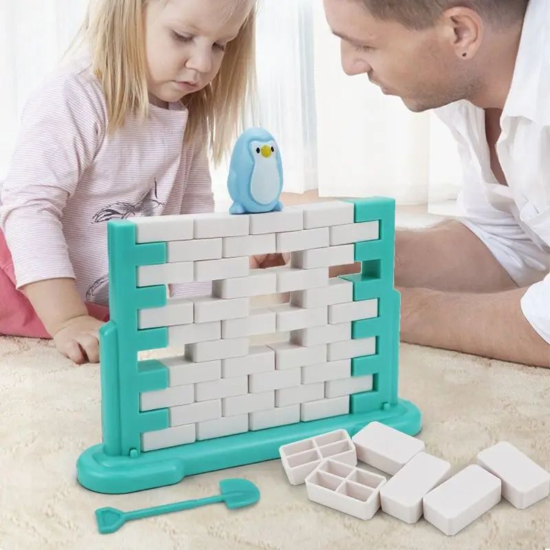 Save Penguin Ice Breaker Trap Game, Mini Indoor Board Toy for Kids & Family, Parent-Child Interactive Balance Blocks