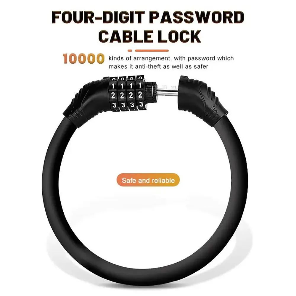 Stainless Steel Digital Code Bicycle Lock AntiTheft Cable Lock With Digit Combination Padlock For S