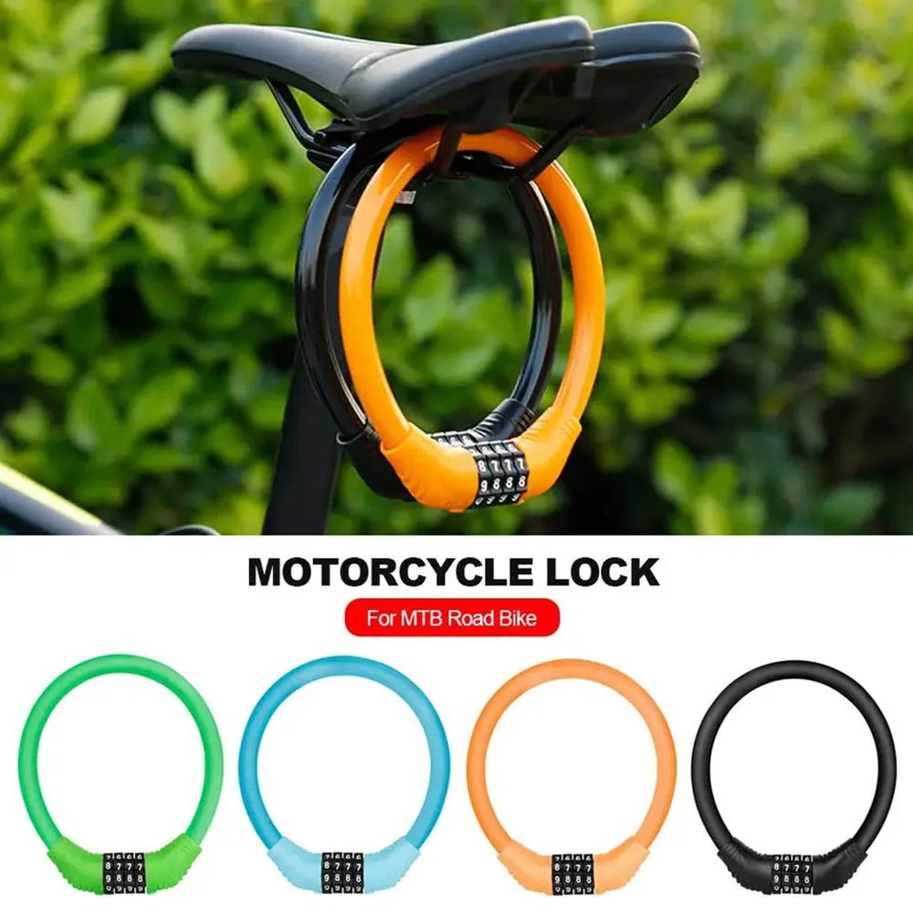 Stainless Steel Digital Code Bicycle Lock, Anti-Theft Cable Lock with Digit Combination Padlock for Secure Bike