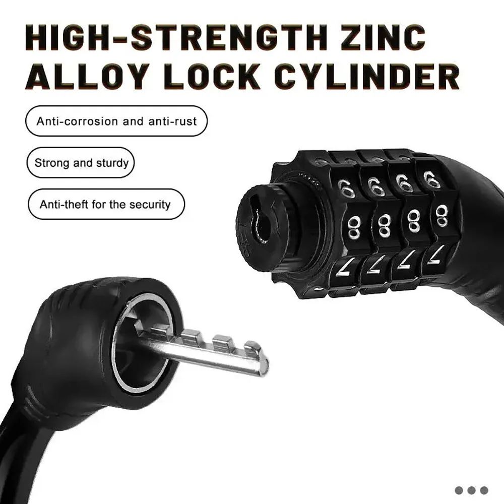 Stainless Steel Digital Code Bicycle Lock AntiTheft Cable Lock With Digit Combination Padlock For S