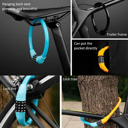 Stainless Steel Digital Code Bicycle Lock AntiTheft Cable Lock With Digit Combination Padlock For S