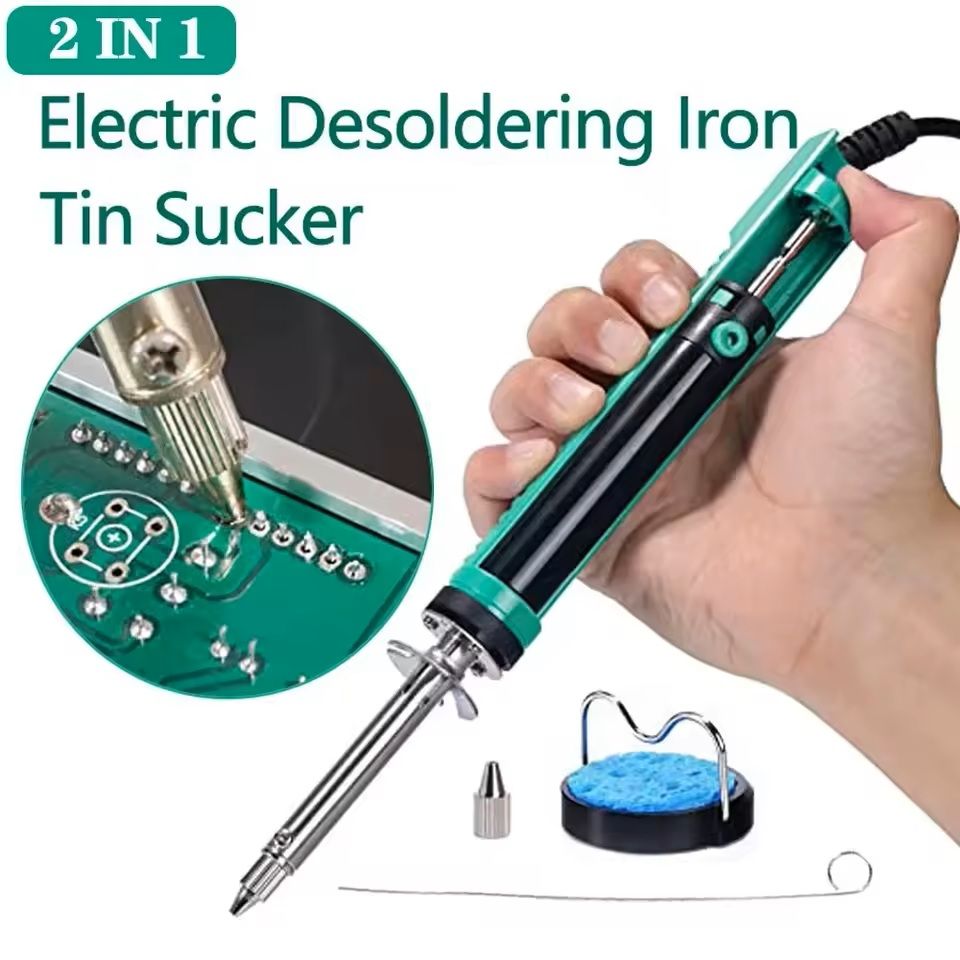Electric Vacuum Desoldering Iron Tool Set for Soldering Repair with Suction Pump