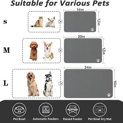 NonSlip Dog Cat Placemat Messy Drinkers Mat For Food  Water Bowls Fast Drying 3